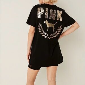 Victoria's Secret PINK Bling  gold  Campus Tee shirt